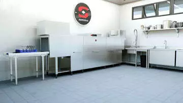 Nova geração de máquinas de lavar louça de arrasto de cestos